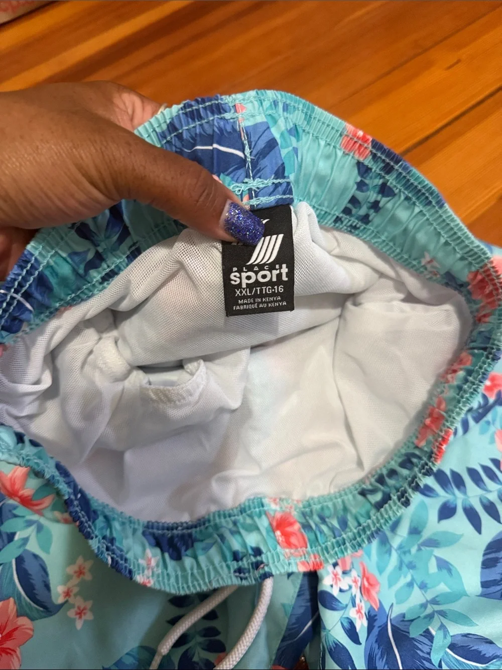The Children's Place Coral & White Rash Guard with Aqua Floral Swim Trunks